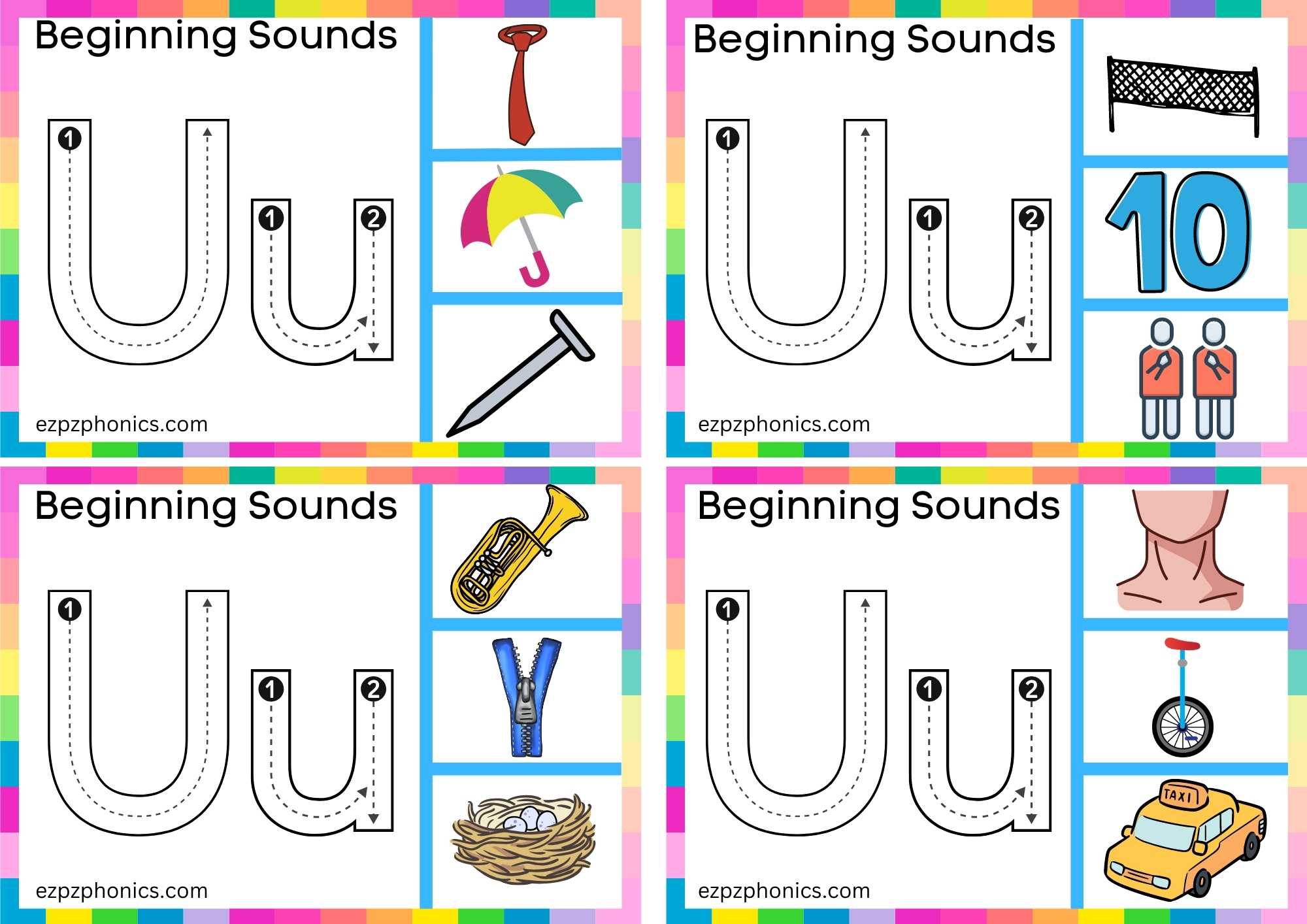 Trace The Letter U And Clip The Image Set 2